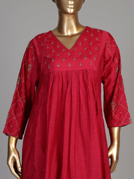 Rani pink empire waist women kurti set