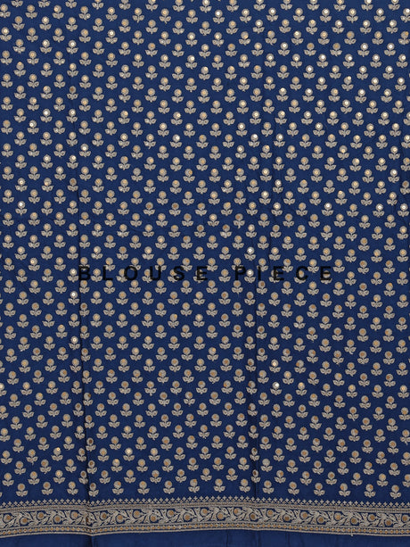 Royal blue silk saree with intricate embroidery and sequin detailing