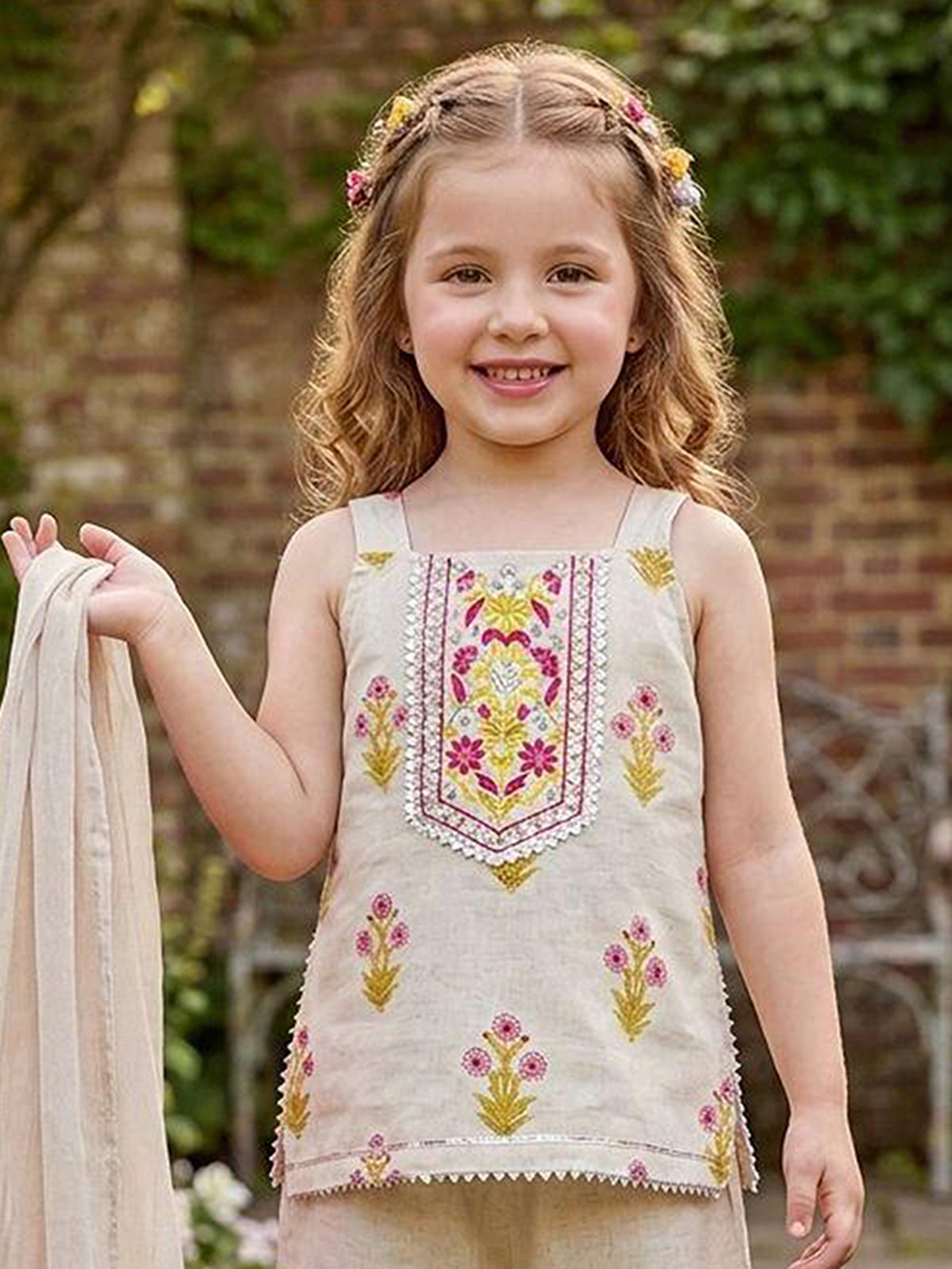 Off white mughal arch girl sharara suit