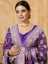 Purple designer bandhani georgette women saree