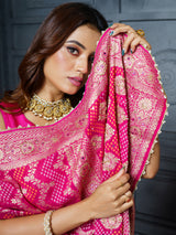 Rani pink ornate bandhani georgette women saree
