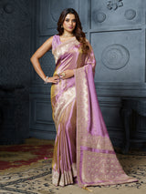 Lilac purple embellished tissue saree for women