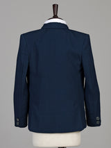 Rama blue terry rayon boys coat suit with asymmetric double-breasted jacket