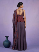 Lavender purple georgette palazzo suit with intricate zardosi work