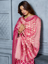 Pink bandhani paisley embellished georgette saree for women