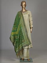 Pastel pista green tissue silk anarkali suit with diamond accents