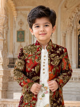 Off white vintage tapestry boy indo western suit