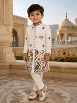 Cream persian garden boy linen indo western