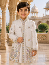 Off white embellished boy indo western jacket suit