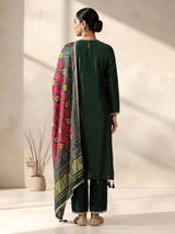 Bottle green silk anarkali suit with patola printed dupatta