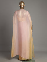 Pink satin crepe Indo-Western suit with embellished shrug