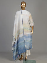 Beige watercolor bloom women kurta set