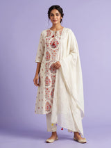 Cream floral tree women kurta set