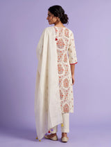 Cream floral tree women kurta set