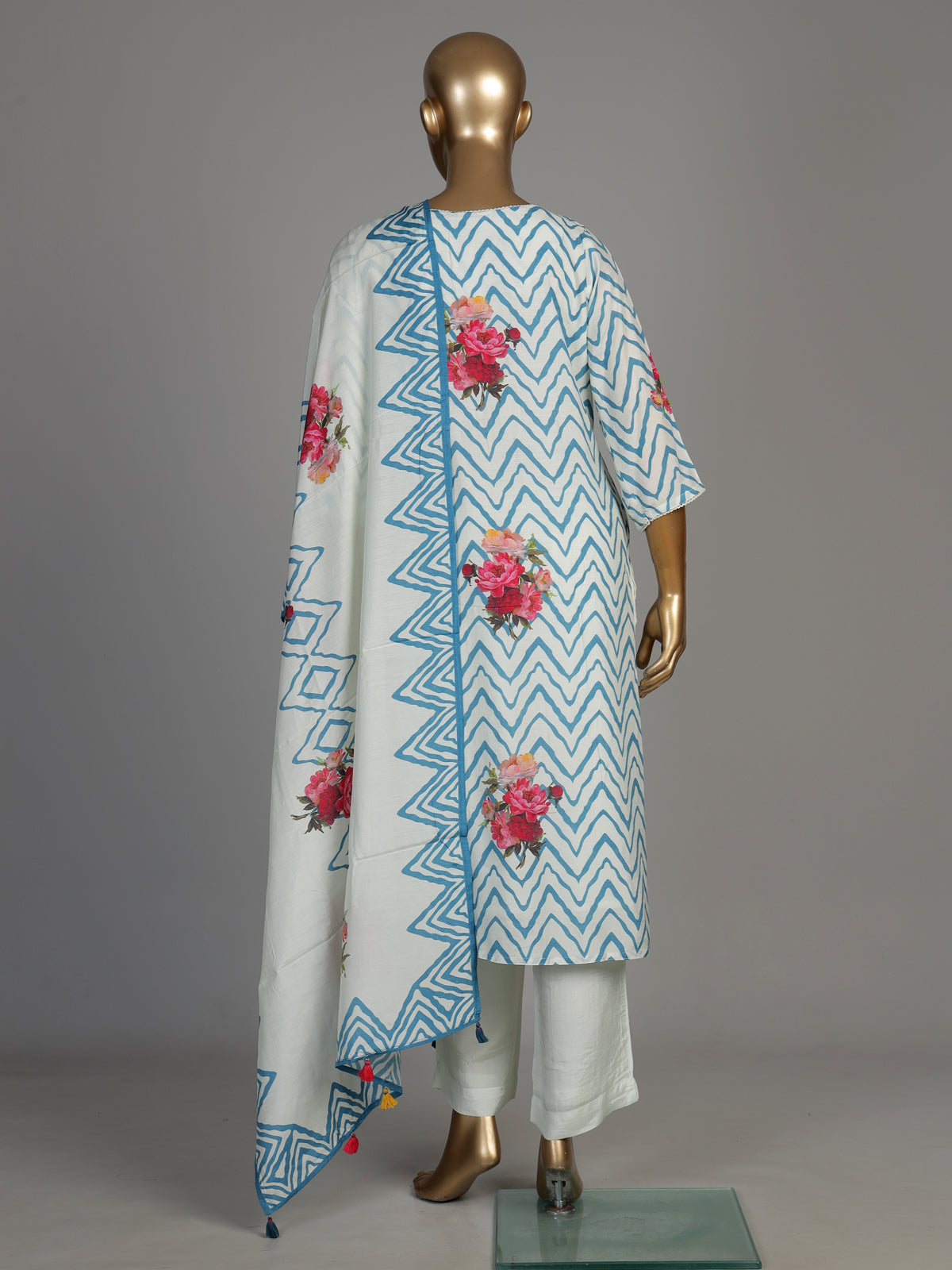 Off white peony wave women kurta set