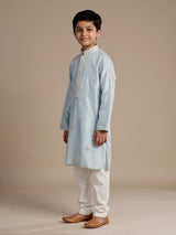 Sky blue floral medallion boys kurta suit