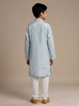Sky blue floral medallion boys kurta suit