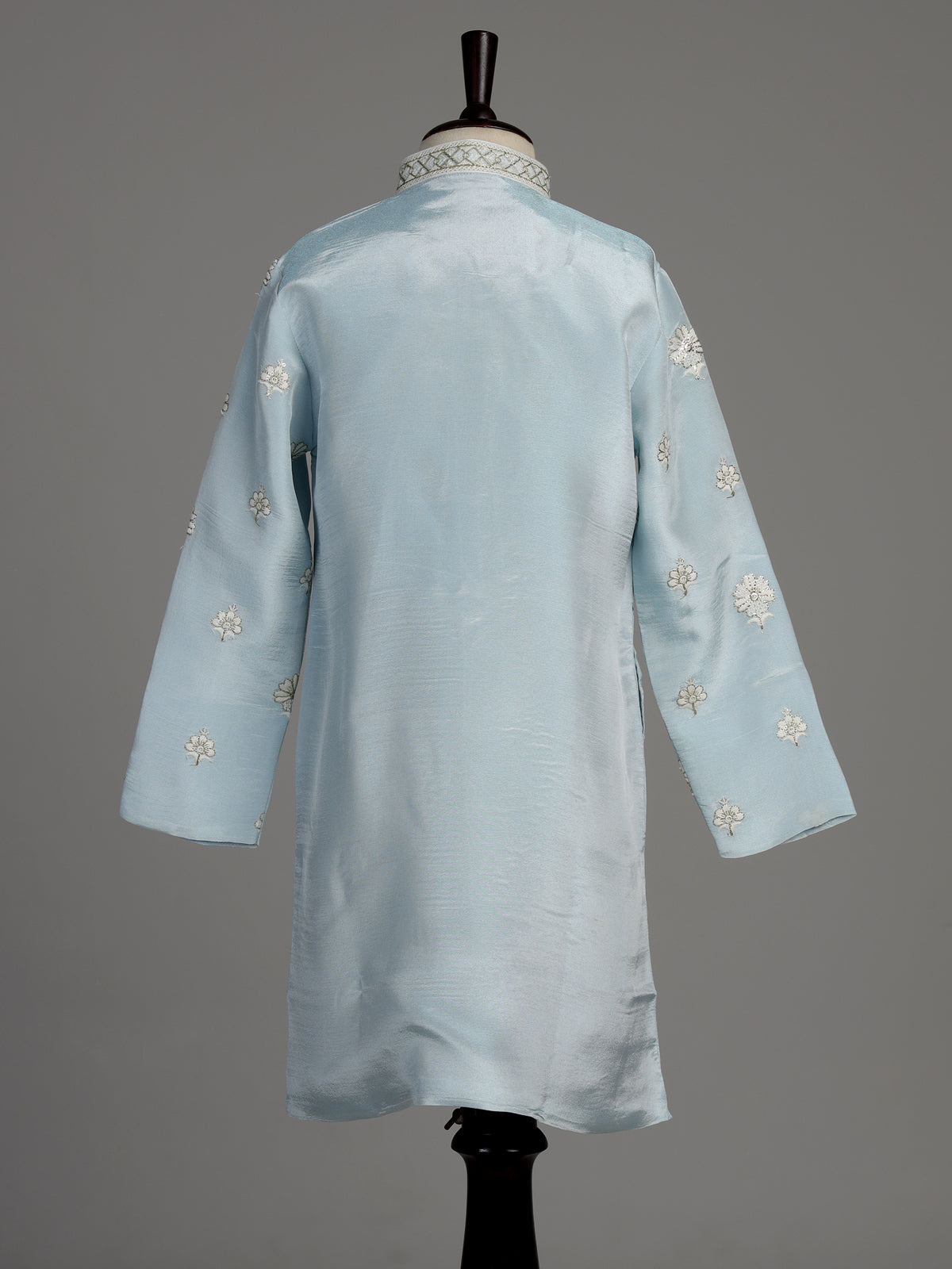 Sky blue floral medallion boys kurta suit
