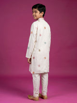 White multicolour paisley boys kurta suit