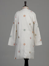 White multicolour paisley boys kurta suit