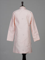 Peach leheriya embroidered boys kurta suit