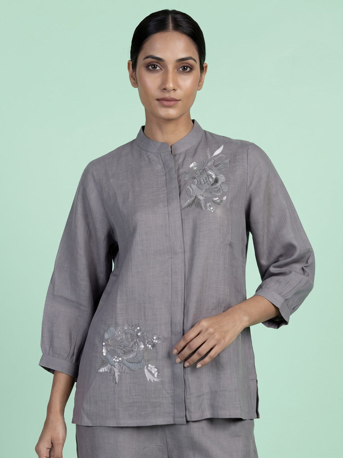 Grey daisy bouquet women co-ord set