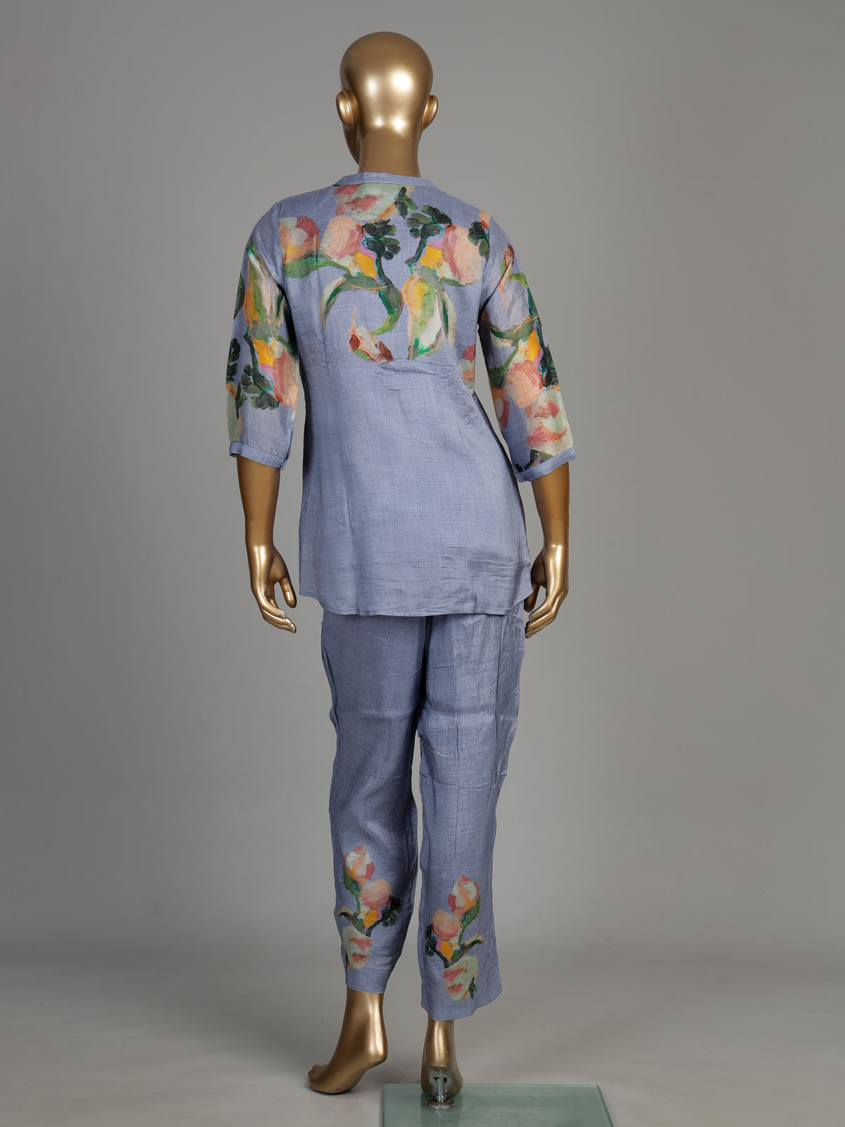 Blue impressionist floral women co-ord set