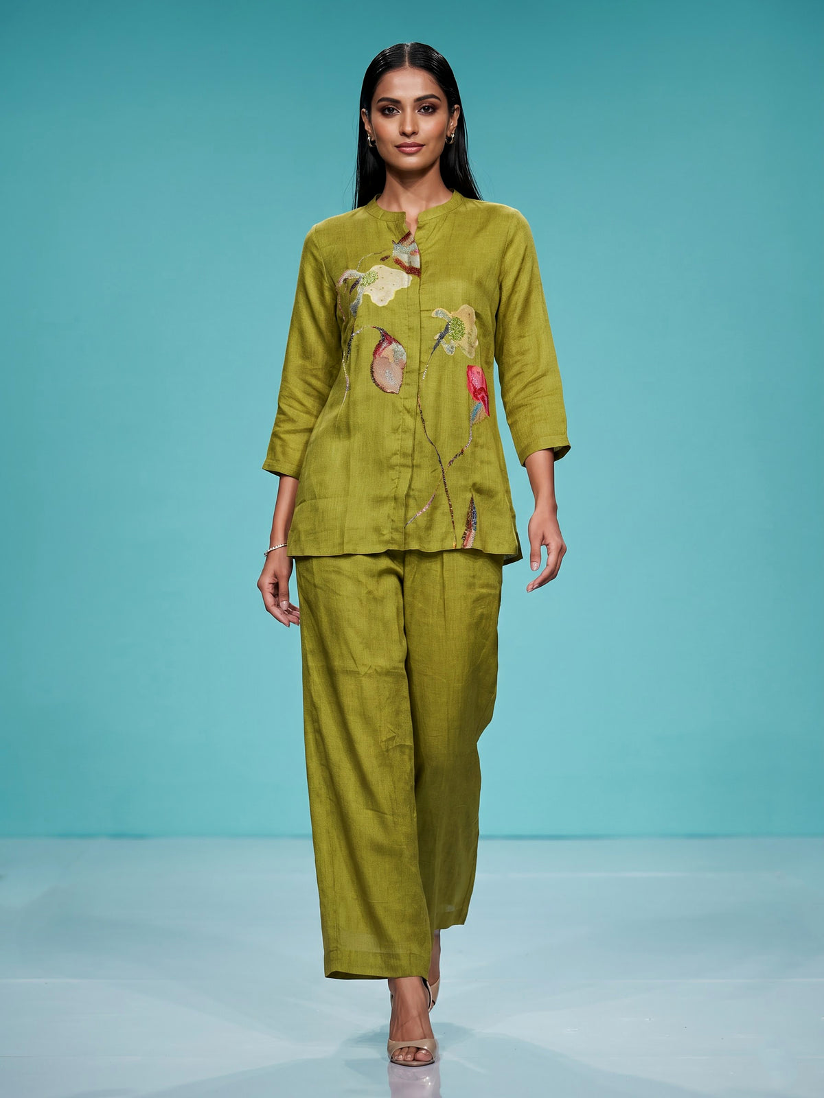 Mint green watercolor women co-ord set