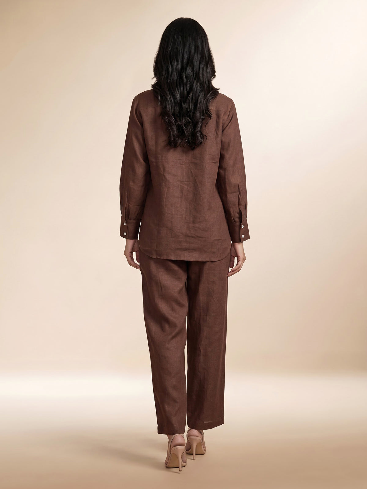 Brown wildflower shirt women co-ord set