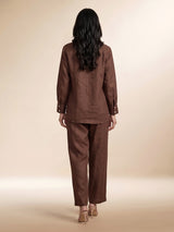 Brown wildflower shirt women co-ord set