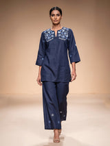 Navy floral rosette women co-ord set