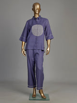 Blue sculpted women co-ord set