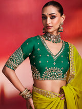 Lime green refreshing charm crepe silk women saree
