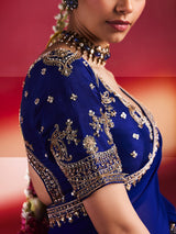 Navy blue regal sparkle crepe silk women saree