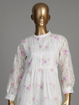 White eyelet floral women midi dress