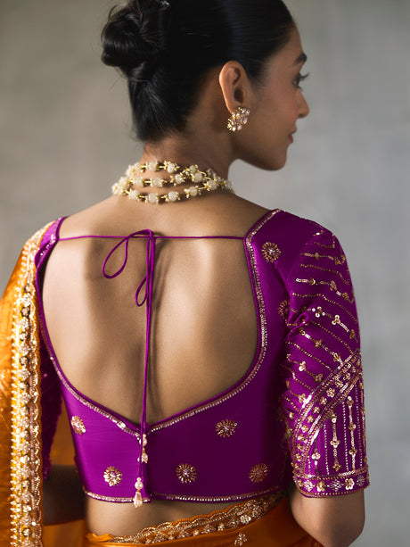 Rust gold luminous appeal silk blend women saree