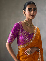 Rust gold luminous appeal silk blend women saree