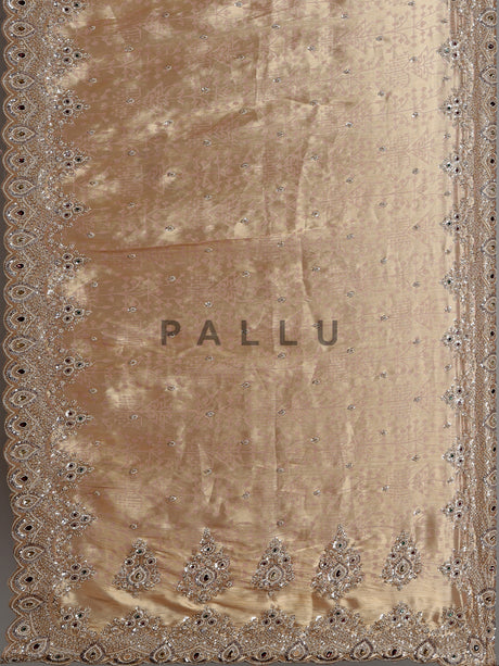 Pastel peach silk saree with ready made blouse