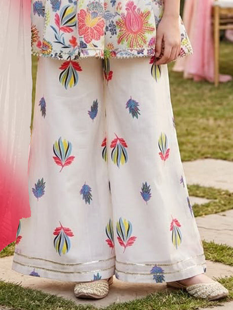 Multi colour artistic girls designer palazzo suit