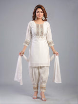 White cotton dhoti suit for festival