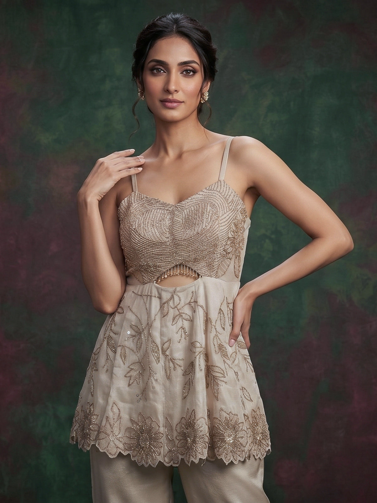 Beige radiant sparkle designer salwar suit
