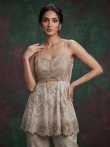 Beige radiant sparkle designer salwar suit
