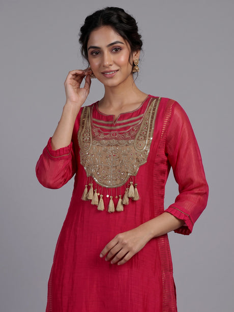 Rani pink tissue silk anarkali salwar suit with elegant dupatta pant