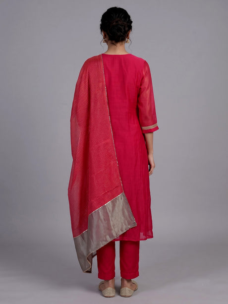 Rani pink tissue silk anarkali salwar suit with elegant dupatta pant