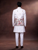 White botanical mens waistcoat set