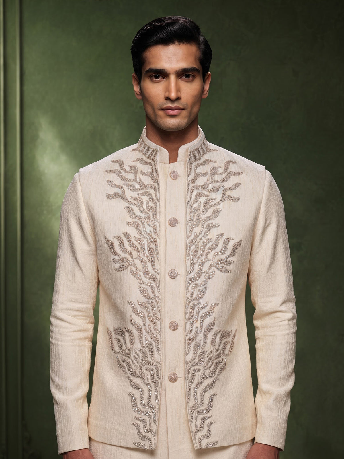 Beige refined mens waistcoat set