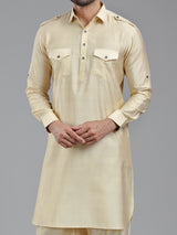 Almond beige full sleeve pathani kurta