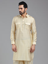 Almond beige full sleeve pathani kurta