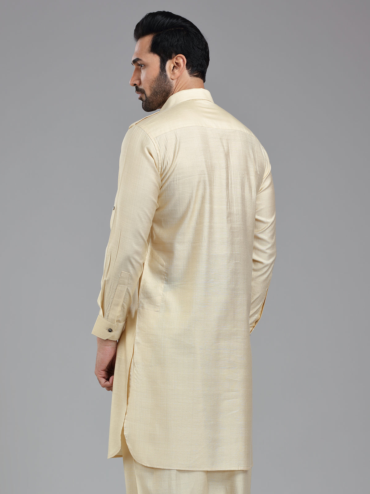 Almond beige full sleeve pathani kurta