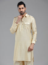 Almond beige full sleeve pathani kurta